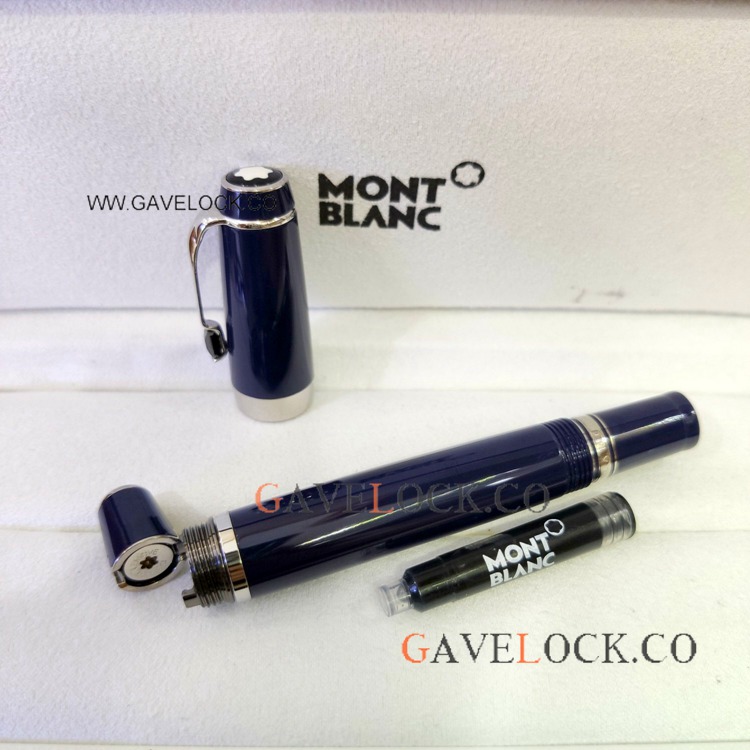 Luxury Boheme Retractable Fountain Pen Blue And Silver Pen Luxury Boheme Retractable Fountain Pen Blue And Silver Pen